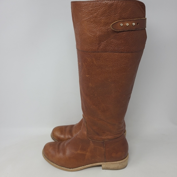 Brown full grain Leather Tall Equestrian Riding Bo - Picture 3 of 8